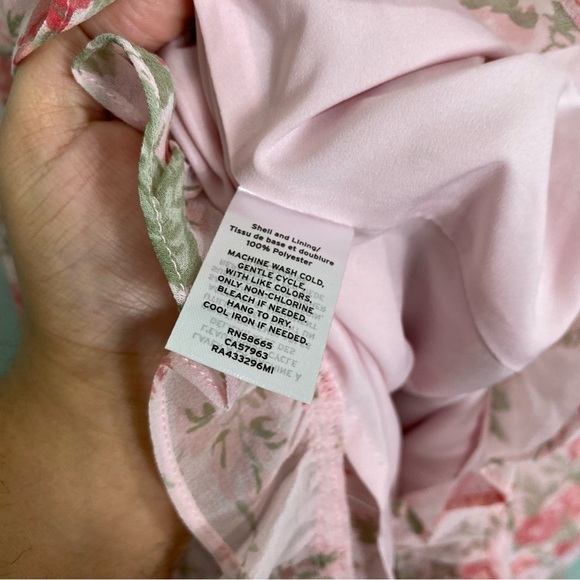 Rachel Parcell Pink Frosty Sophia Floral Romper Long Sleeve Sz L - Picture 6 of 6